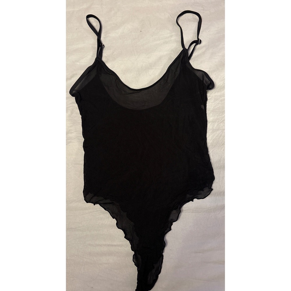 Sherrylo Black Sheer Mesh Thong Lingerie Bodysuit  L/XL